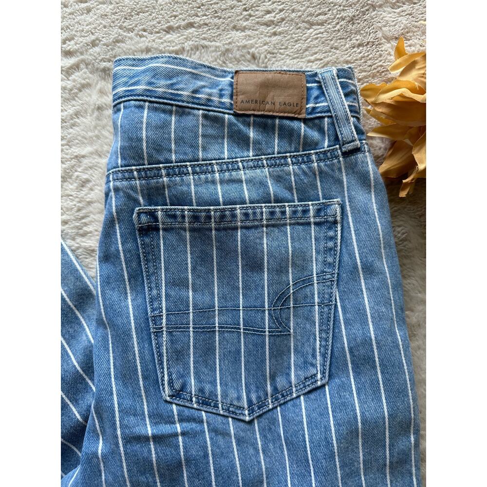 American Eagle White Striped Mom Jeans 2 Long - Picture 2 of 7